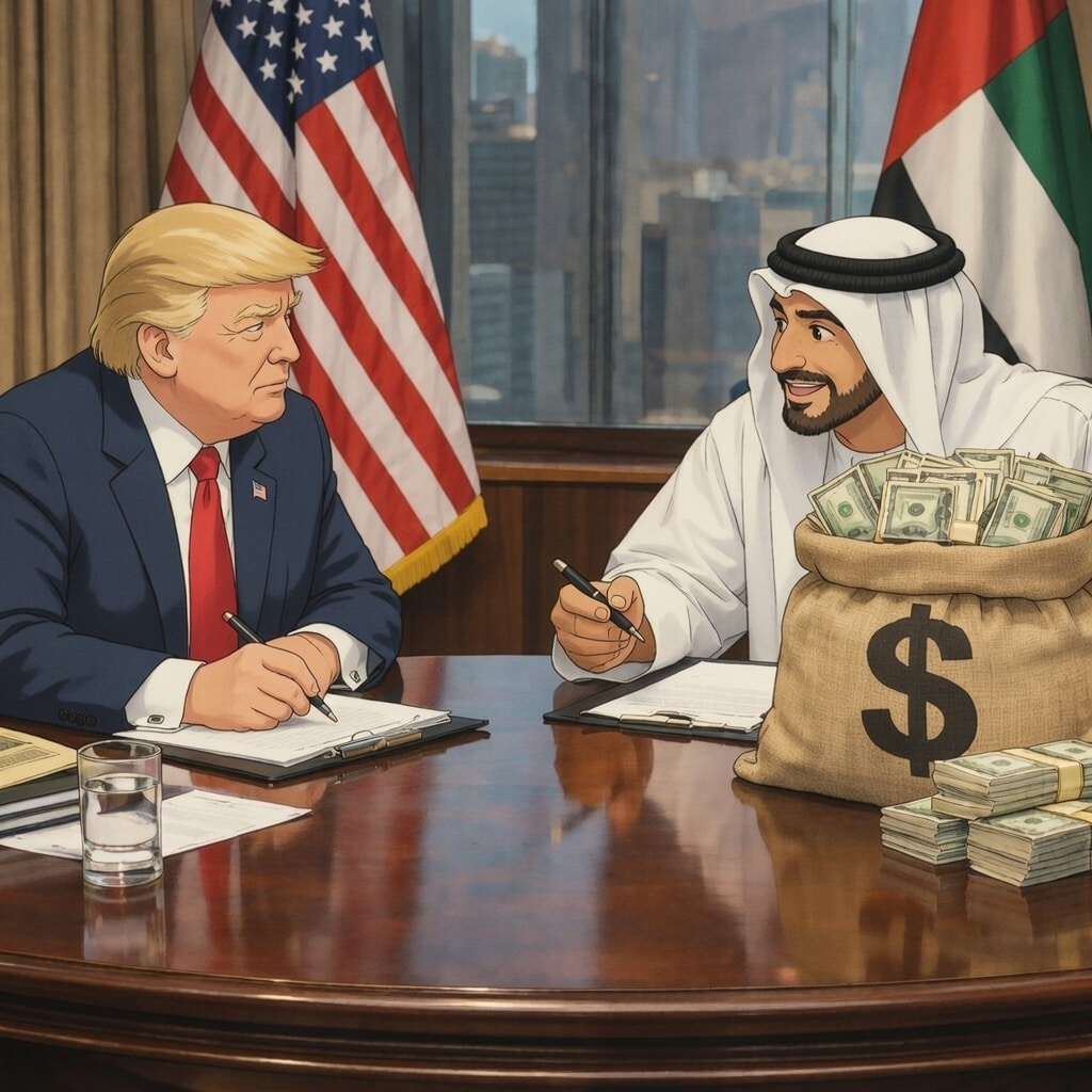 Didžiulis šokas, kai JAE įmonė perka 500 mln. USD akcijų „Trump Crypto Firm“.